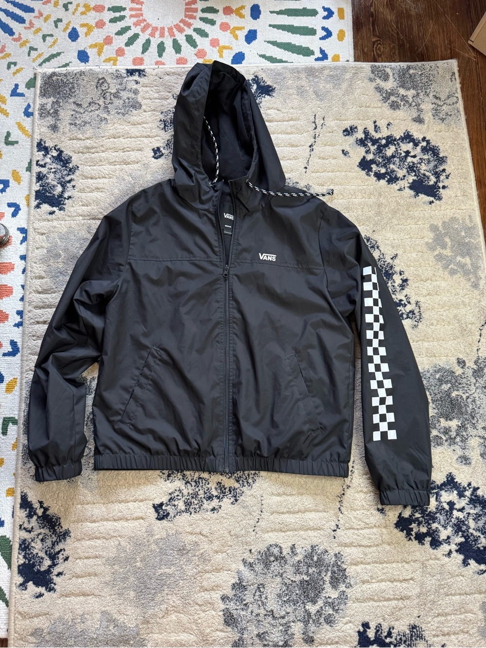 Vans Black Jacket with White Logo Detail wind breaker